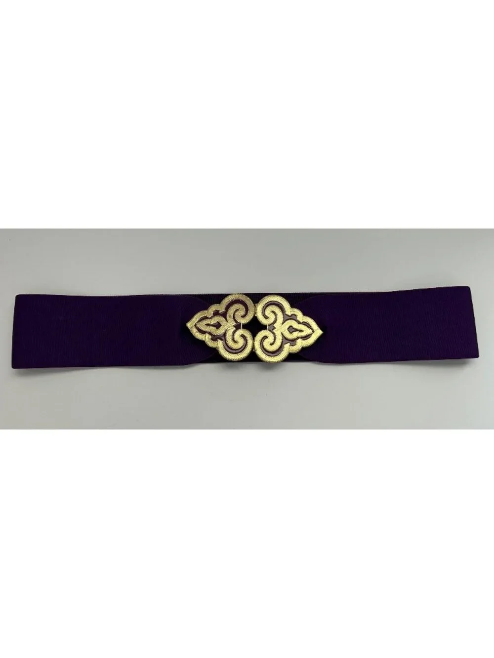 Vintage Purple Stretch Waist Cincher Belt Gold Ornate Clasp Disco Retro Boho